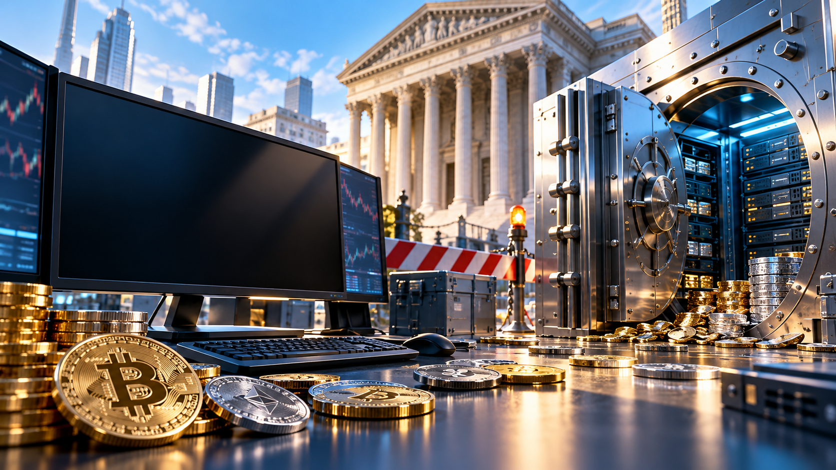 Illustration accompanying the report on the BTC-e cryptocurrency exchange shutdown and customer funds.